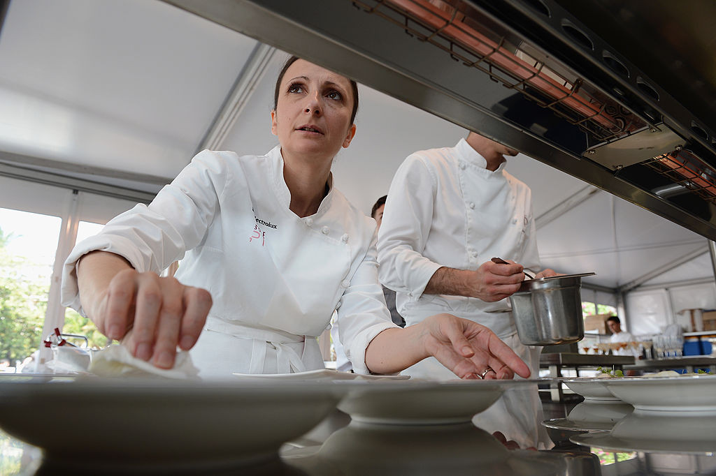 CANNES, FRANCE - MAY 16:  Electrolux partner chef Anne-Sophie Pic attends Chef's Table by Electrolux with Anne-Sophie Pic at Electrolux Agora Pavilion on May 16, 2013 in Cannes, France.  (Photo by Ian Gavan/WireImage for Electrolux)