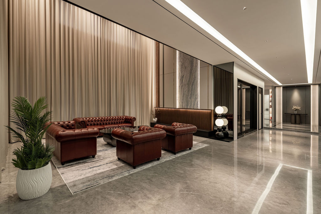 The family lounge demonstrates the successful separation between guest and family zones, with natural light highlighting key architectural moments as intended in the design