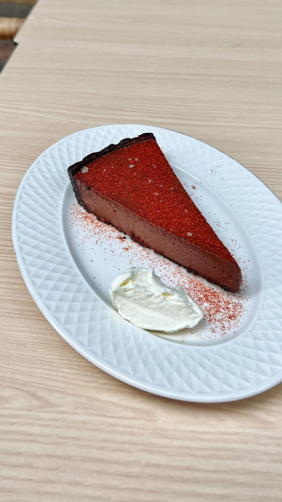 Chemor Chocolate Tart, Smoked Paprika, Cream (Photo: Basic Wine Store)