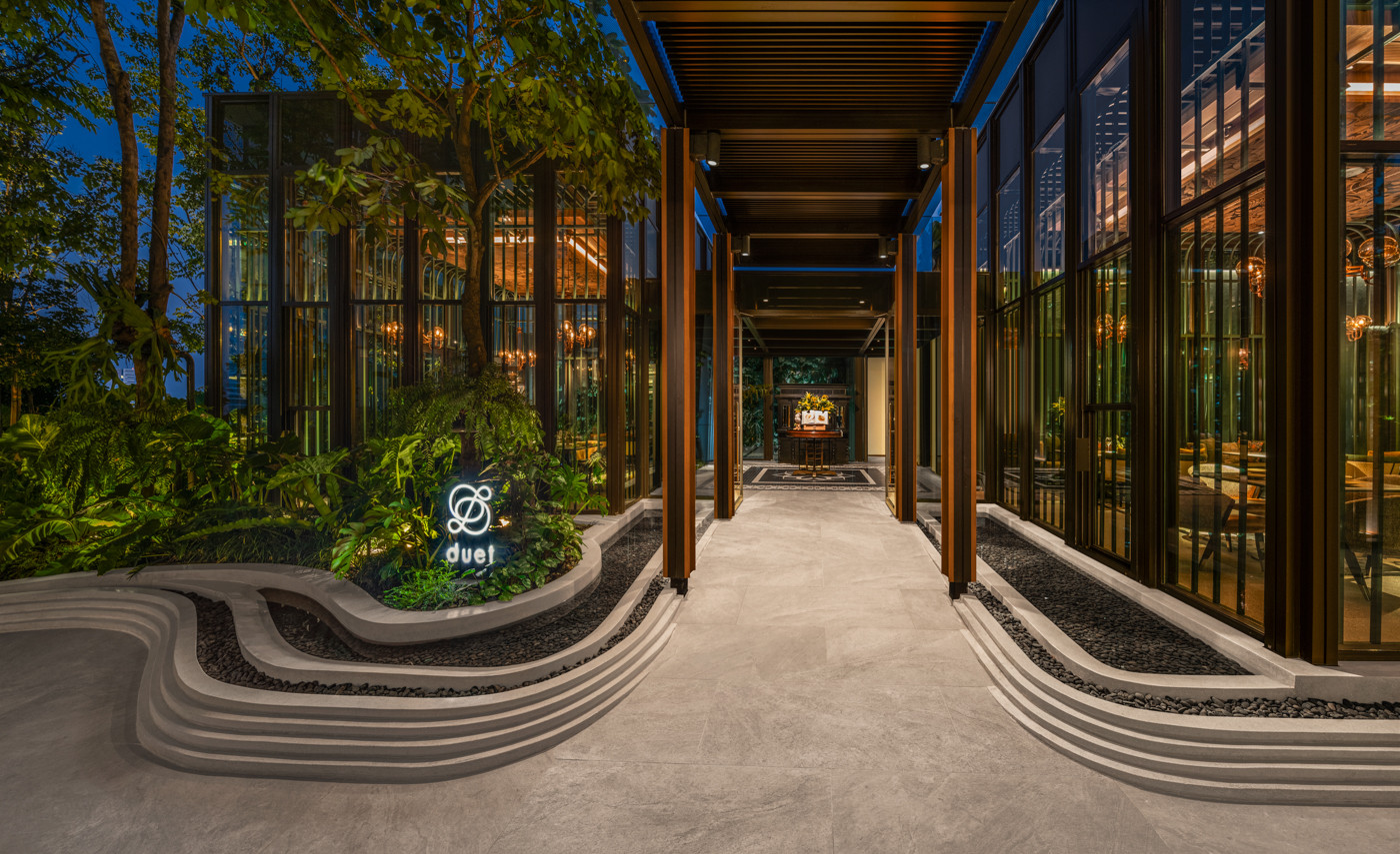 The entrance to Duet by David Toutain at The Ritz-Carlton, Bangkok, tucked discreetly