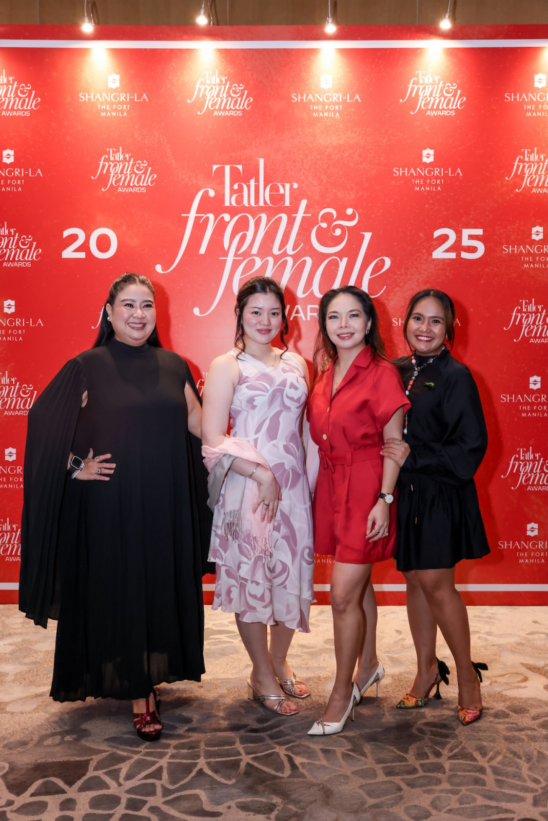 Gail Macapagal, Celine Dabao, Dr. Rica Cruz and Cherrie Atilano at the Front & Female Awards Philippines 2025 photo wall