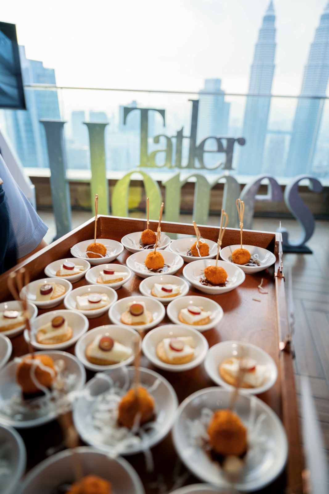A sumptuous spread of canapes for the guests