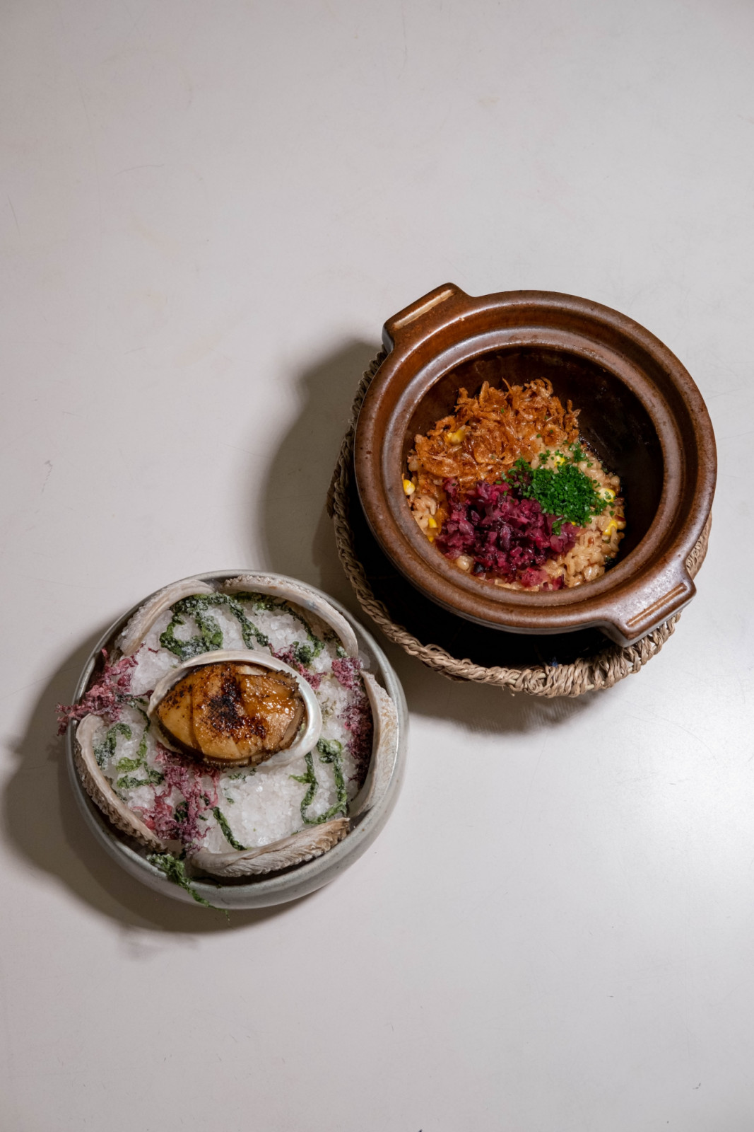 Lai’s rendition of the hawker classic of fried porridge using five different grains for contrasting texture and flavour (Photo: Ce Soir) Mod-Sin cuisine singapore food