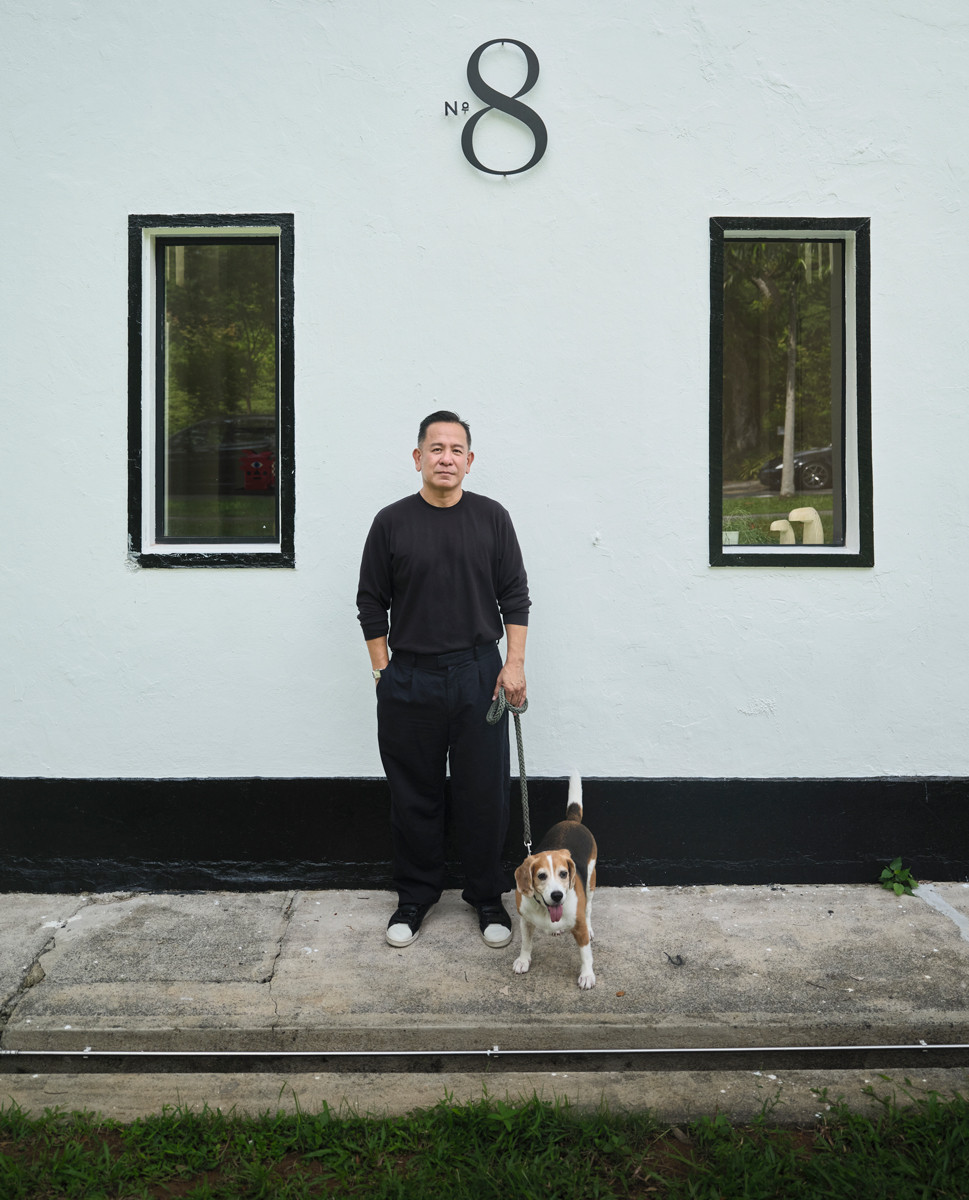 Industrial designer and artist Nathan Yong with his dog, Jagger