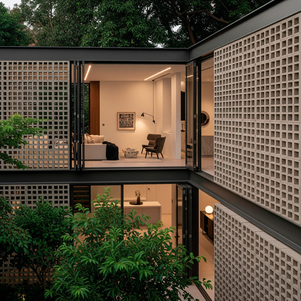 Breezeblocks utilised on a facade. (Image generated by Gemini)