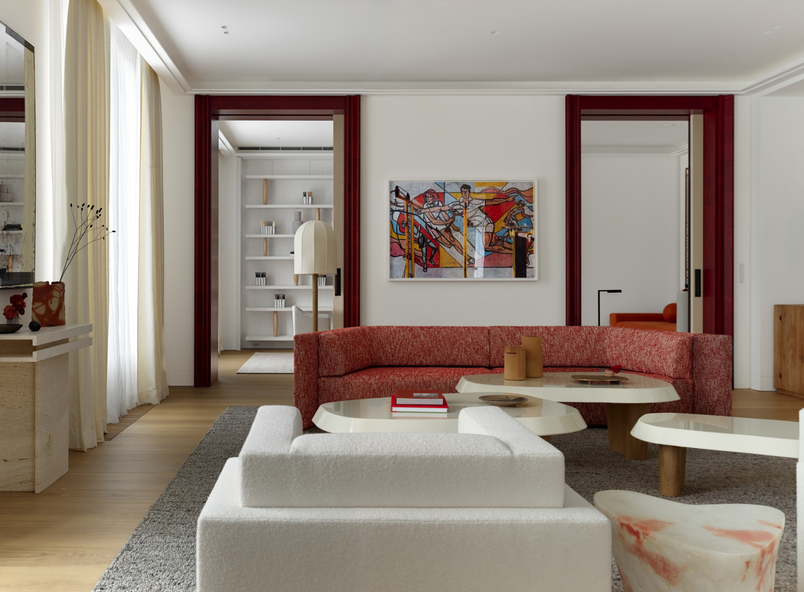 Subtle design references can be found in the Moscow home, evoking cultural memory without becoming nostalgic