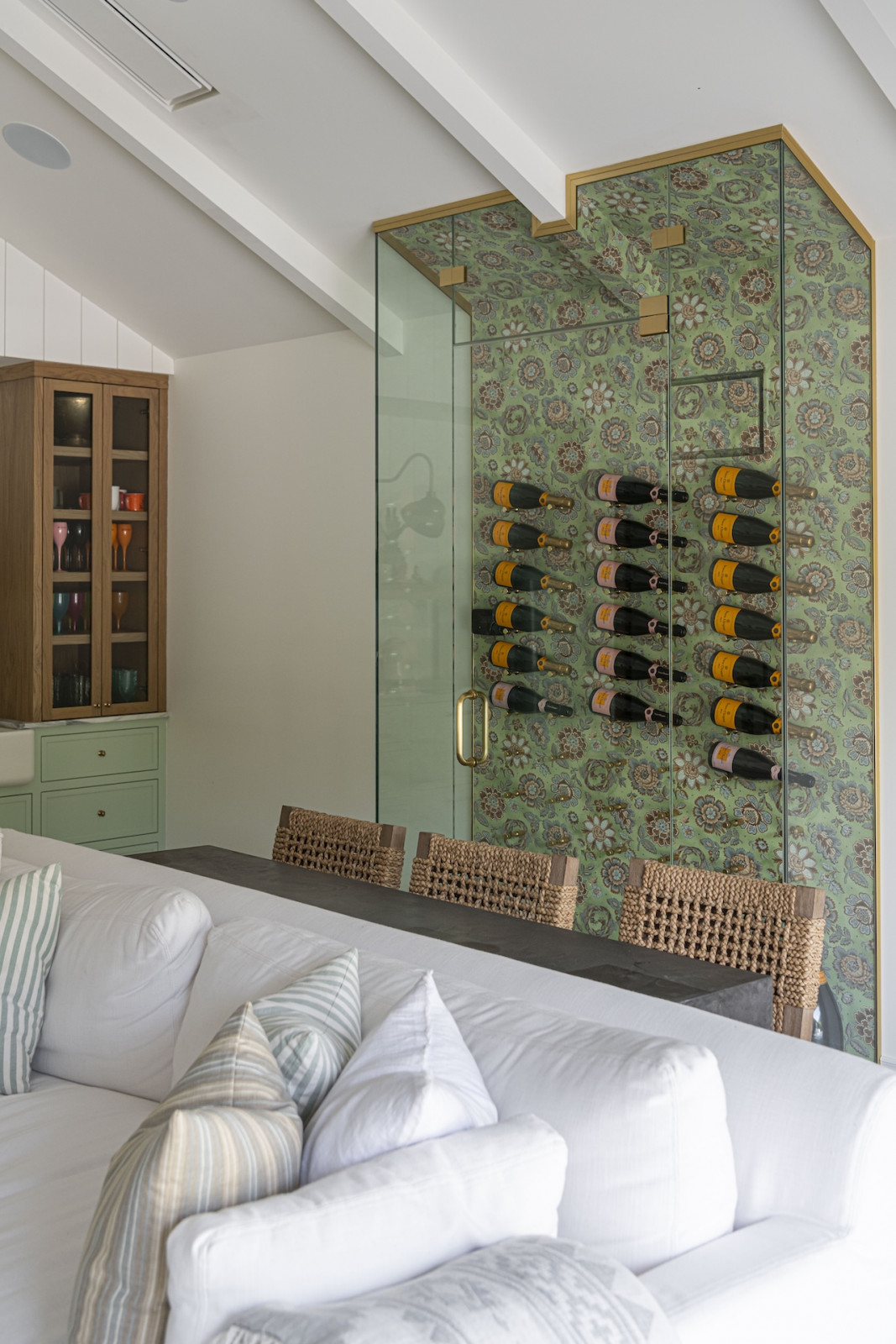 The pool house of a restored Victoria, British Columbia home, designed by Lauren Kyle McDavid for NHL player Tyson Barrie