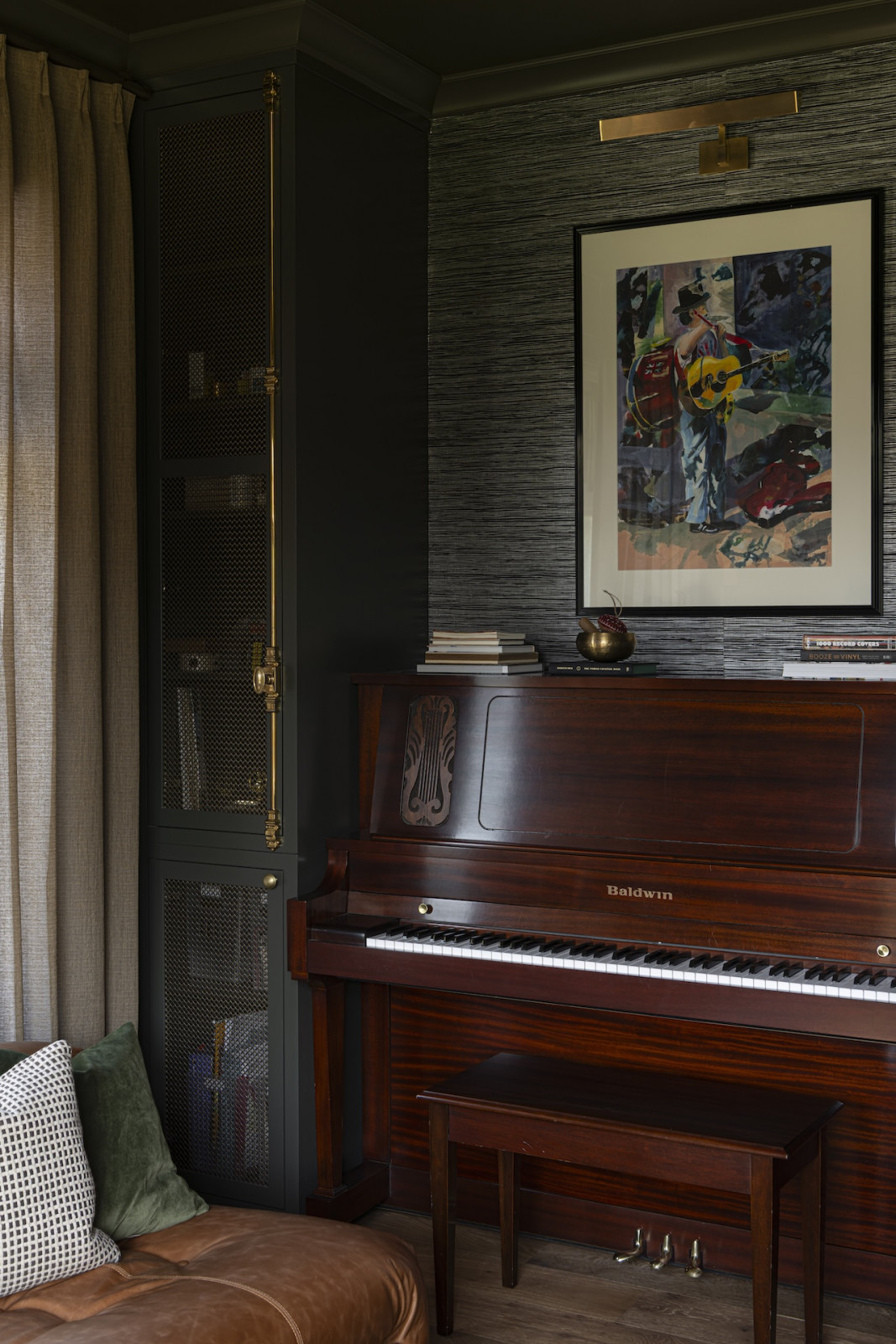 The office in a restored Victoria, British Columbia home, designed by Lauren Kyle McDavid for NHL player Tyson Barrie