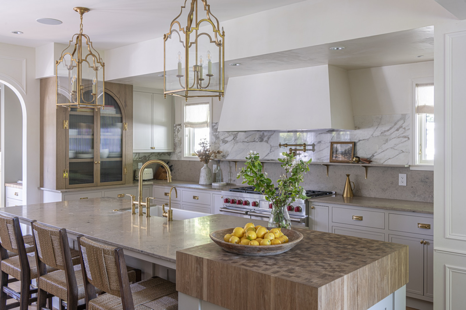 The kitchen in a restored Victoria, British Columbia home, designed by Lauren Kyle McDavid for NHL player Tyson Barrie