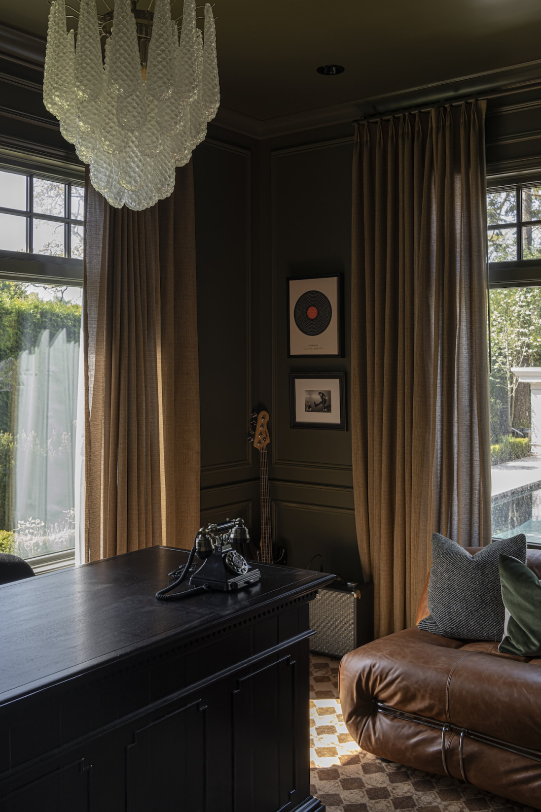 The office in a restored Victoria, British Columbia home, designed by Lauren Kyle McDavid for NHL player Tyson Barrie