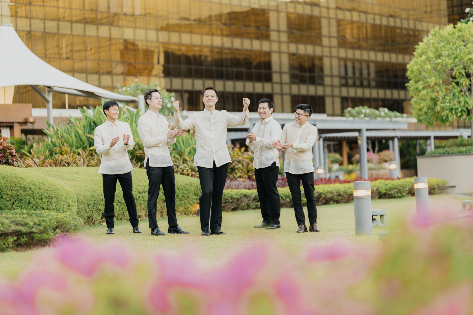 The groom with Perkin Chai, Chester Esteban, Dustin Cheng, Wesley King