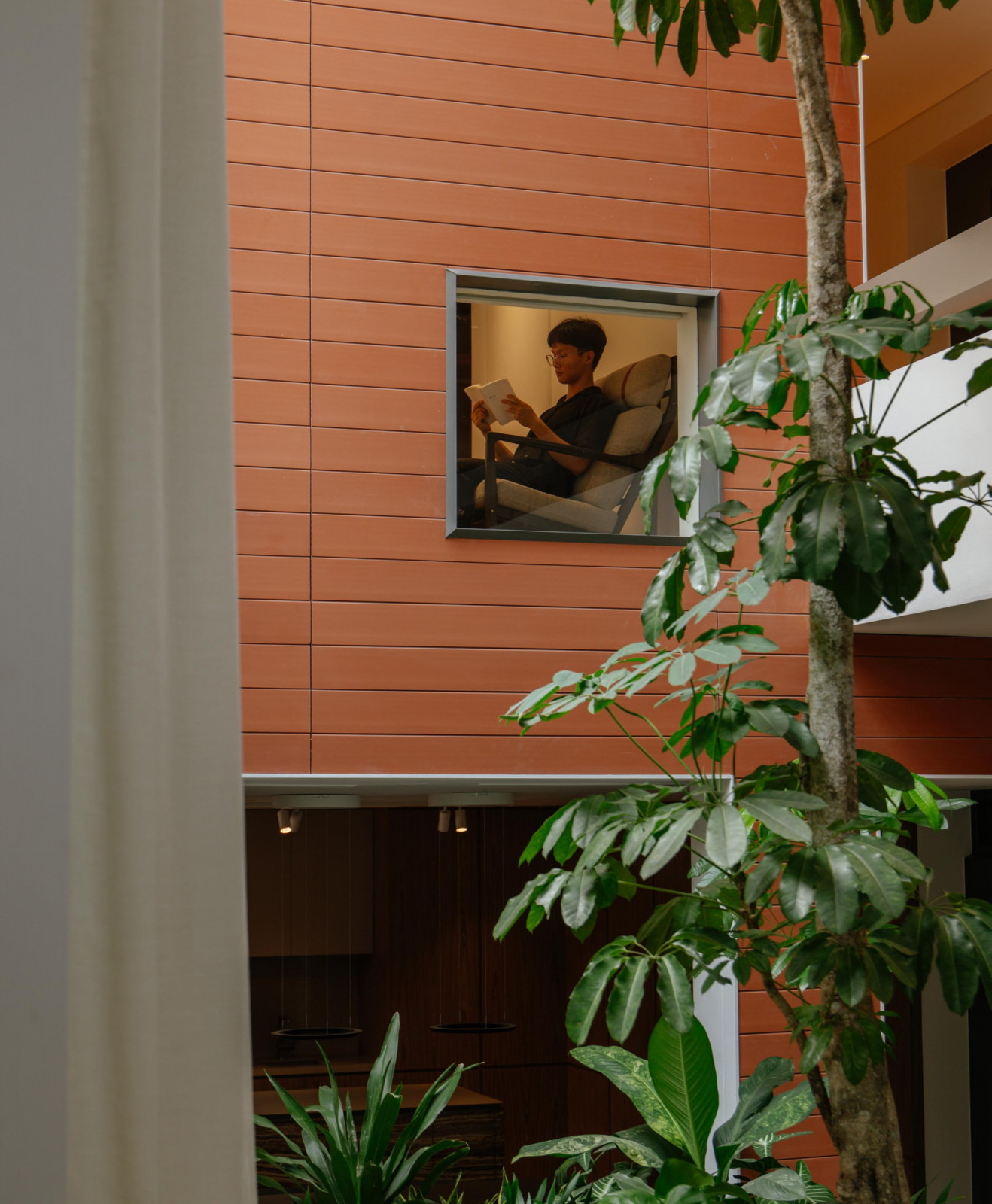 A picture window offers a framed view that blurs the distinction between the interior and exterior