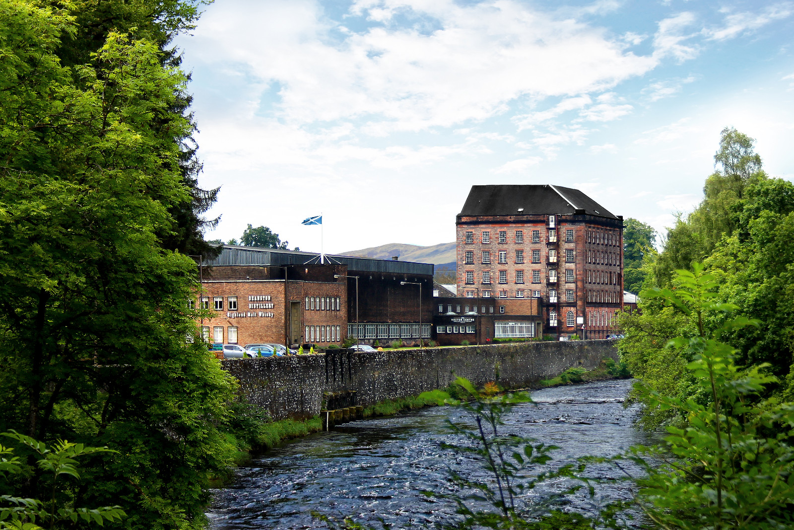 The Deanston distillery, the only distillery in Scotland to be self-sufficient in electricity