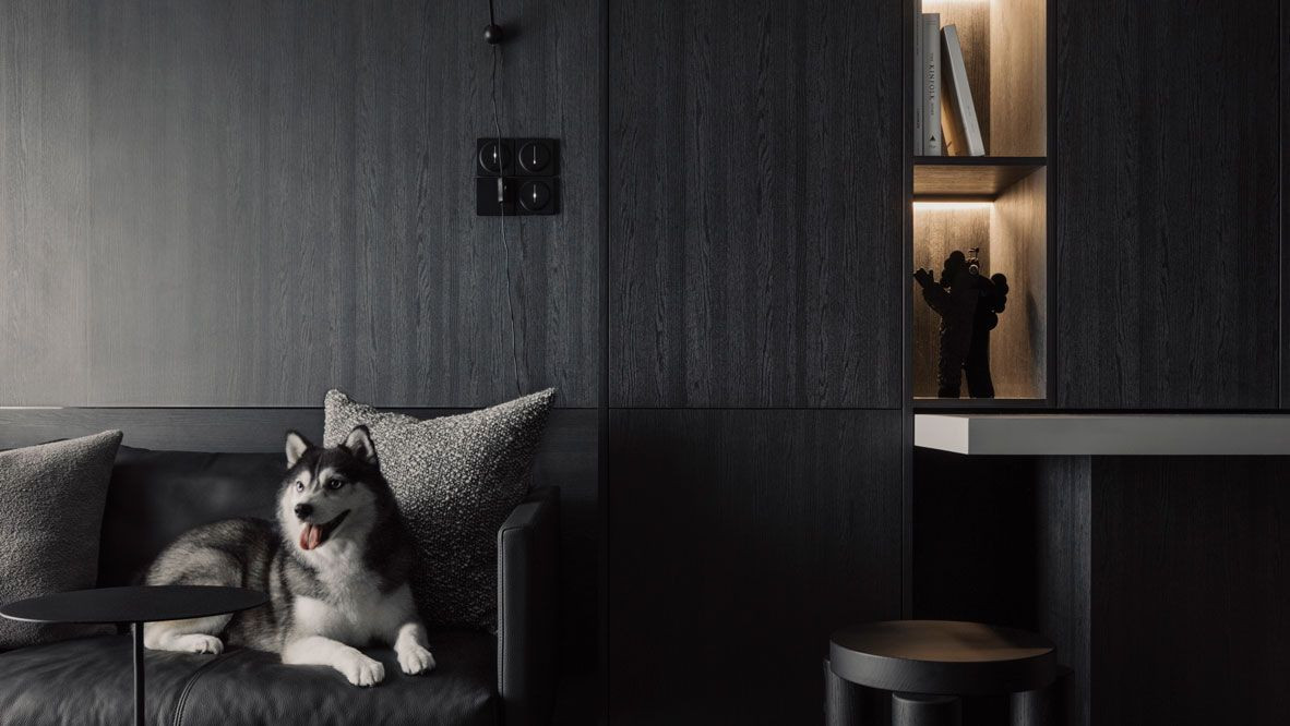 This bachelor pad by Arche is a moody yet sophisticated space that showcases its deep, rich aesthetic with aplomb