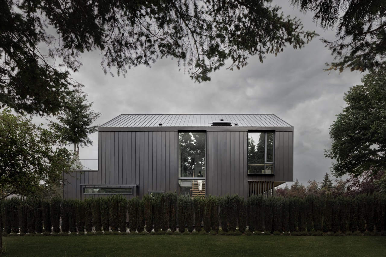 The Feng House sits on a corner lot in Vancouver’s Dunbar neighbourhood, its standing seam metal cladding providing durable protection against the Pacific Northwest's frequent rain