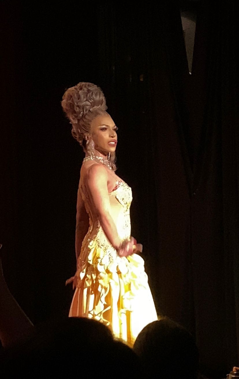 Veteran drag queen Bernie stuns the crowd in his yellow gown (Photo: Jove Moya)
