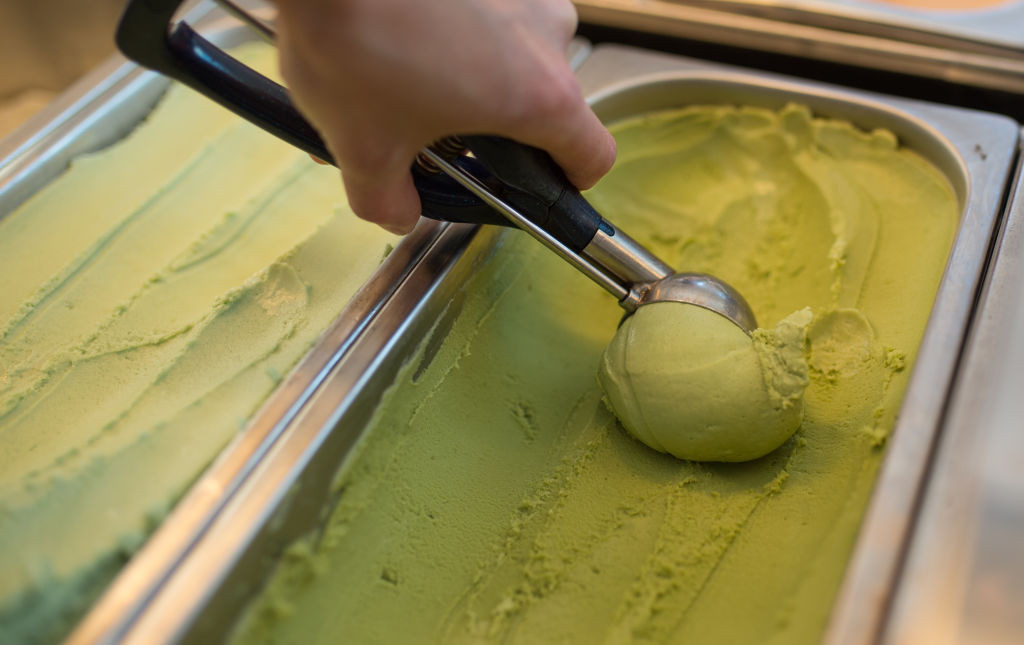 Matcha ice cream in Berlin, Germany, 30 June 2015. Photo: FLORIAN GAERTNER/dpa | usage worldwide (Photo by Florian Gaertner/picture alliance via Getty Images)