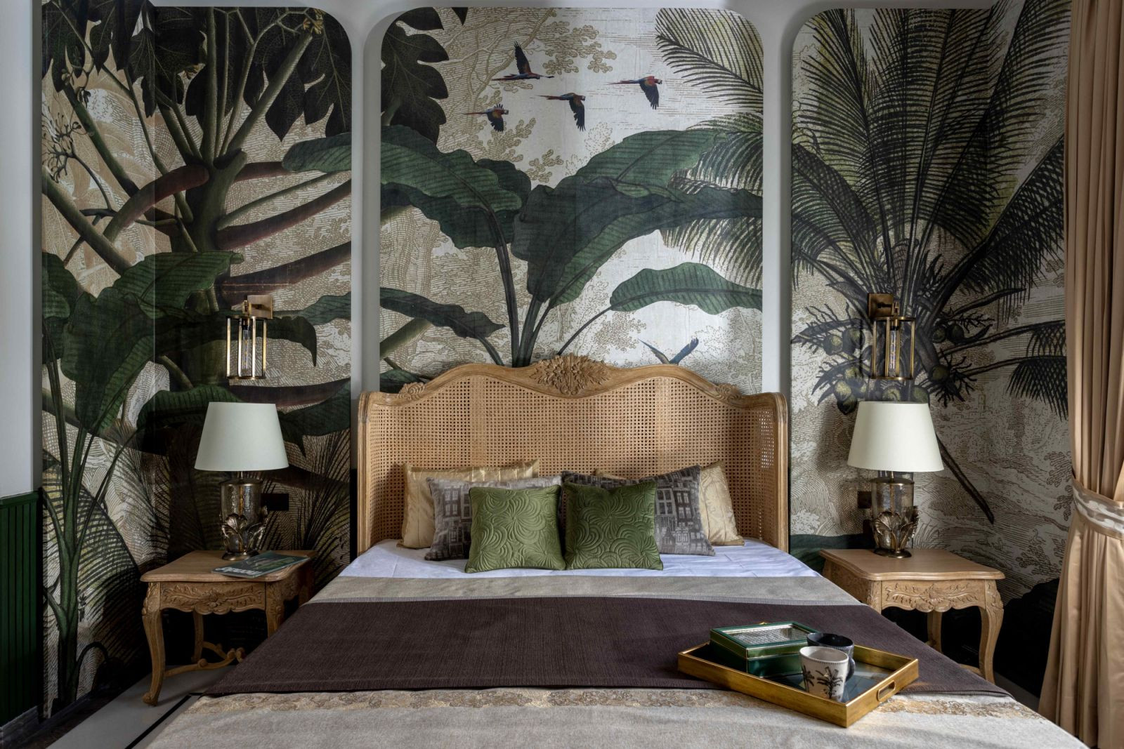 Intricate nature-themed wallpapers upon bespoke panelling provide interesting backdrops (Photo: Jeetin Sharma)