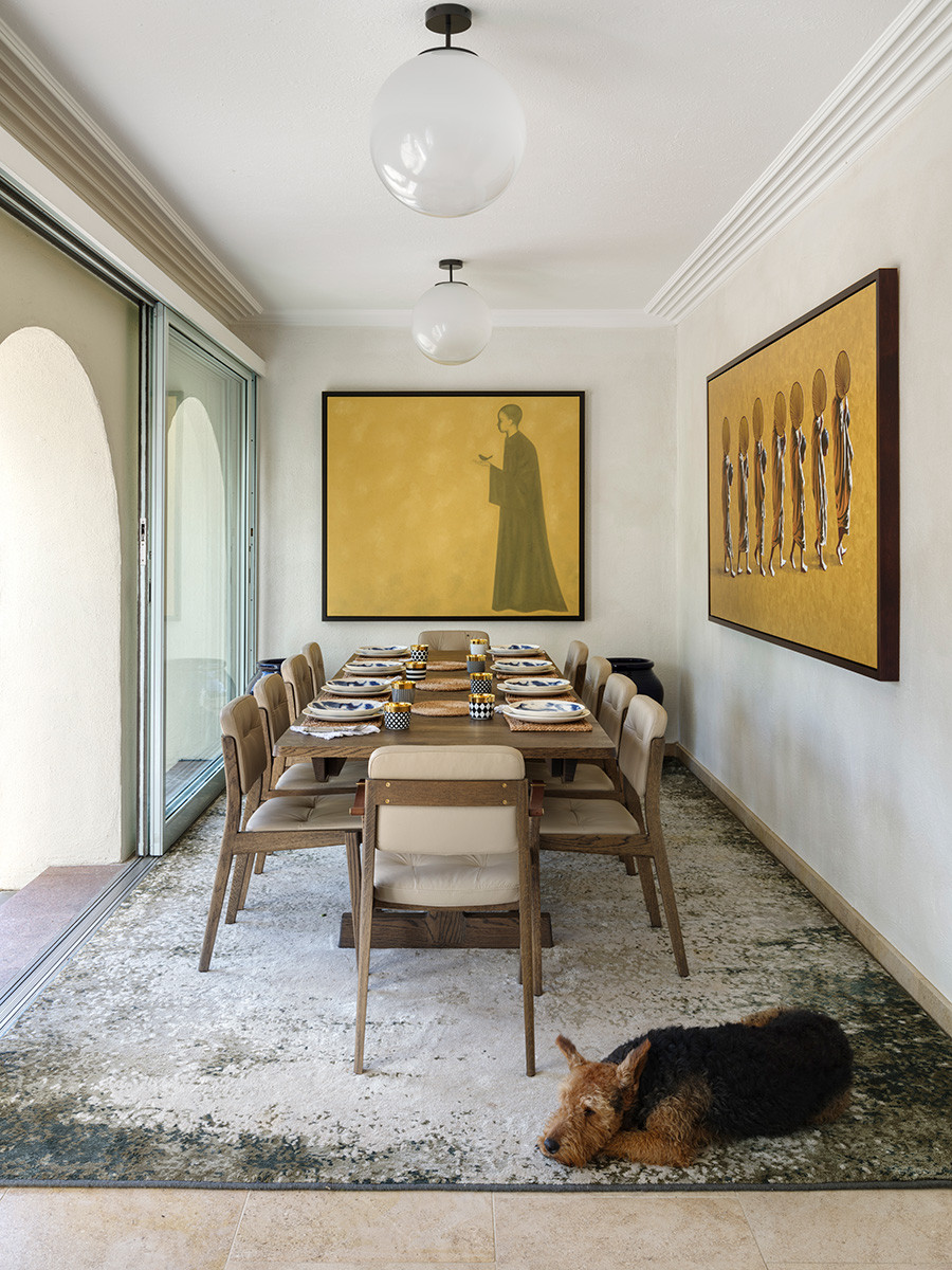 The dining room of an Arts and Crafts mansion in Buckinghamshire, England restored by the Tollgard Studio