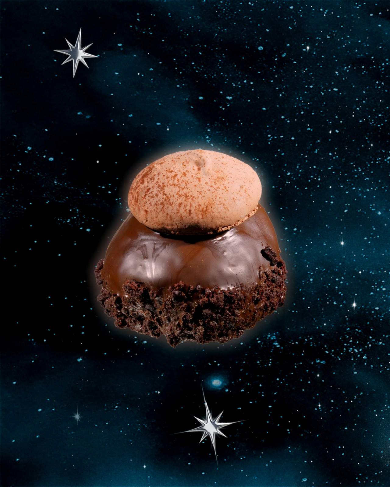 Chocolate Nebula, donat dengan lapisan cokelat ganda dan isian ganache creamy