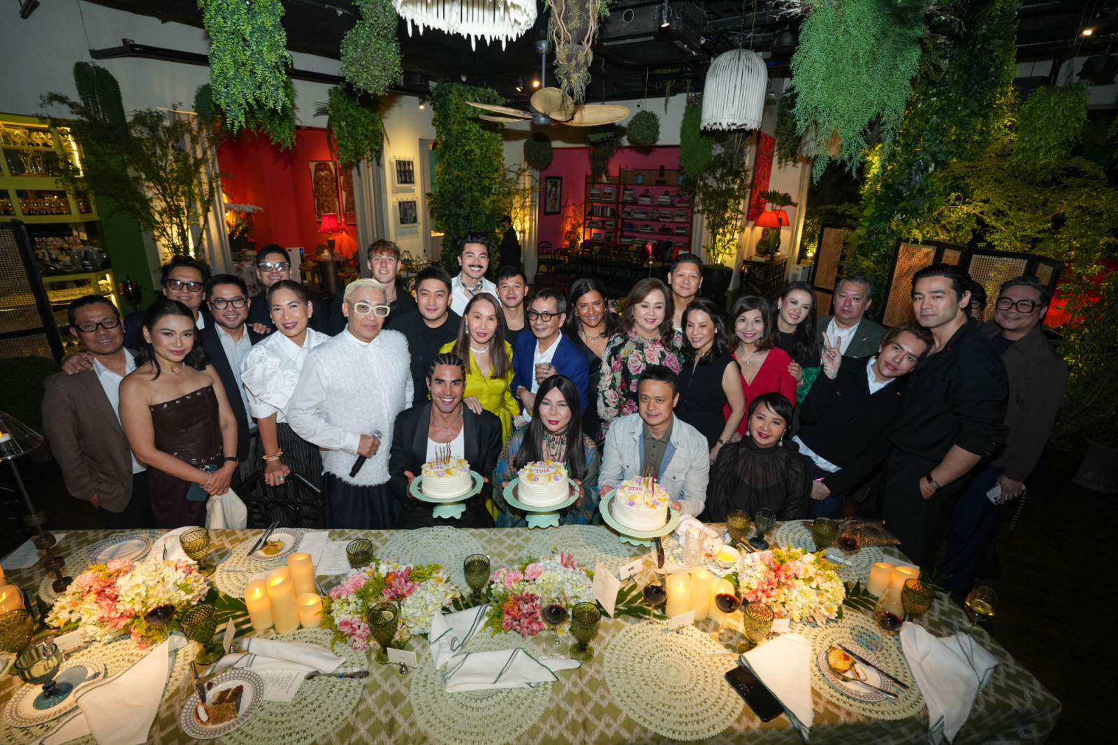 The birthday celebrators Kirk Bondad, Tina Cuevas and Stanley Ng with their dearest friends