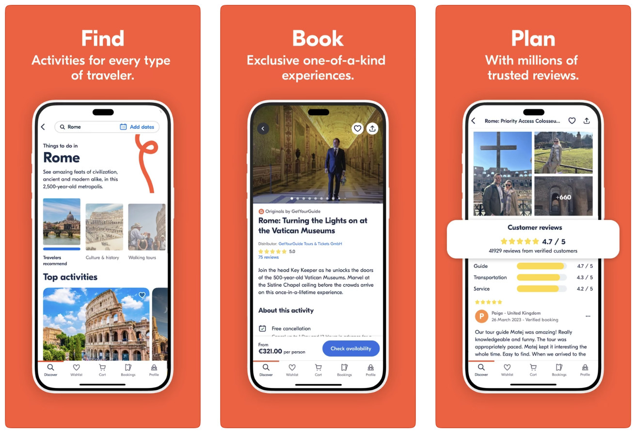 GetYourGuide allows users to book over 100,000 tours, activities and tickets worldwide with one of the best travel apps for curated experiences. (Photo: App Store)