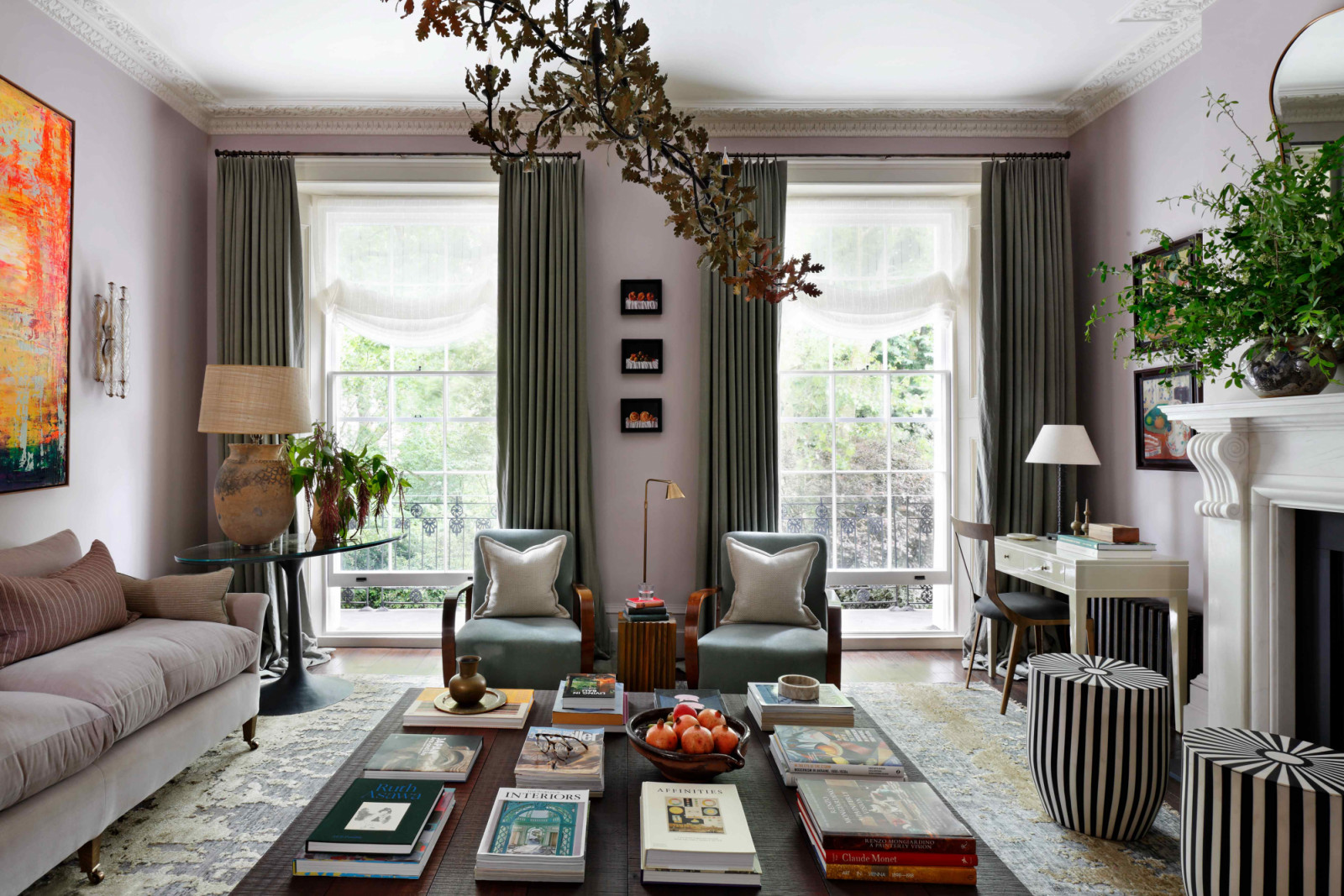 The restored residence drew inspiration from the picturesque garden square setting that surrounds the property