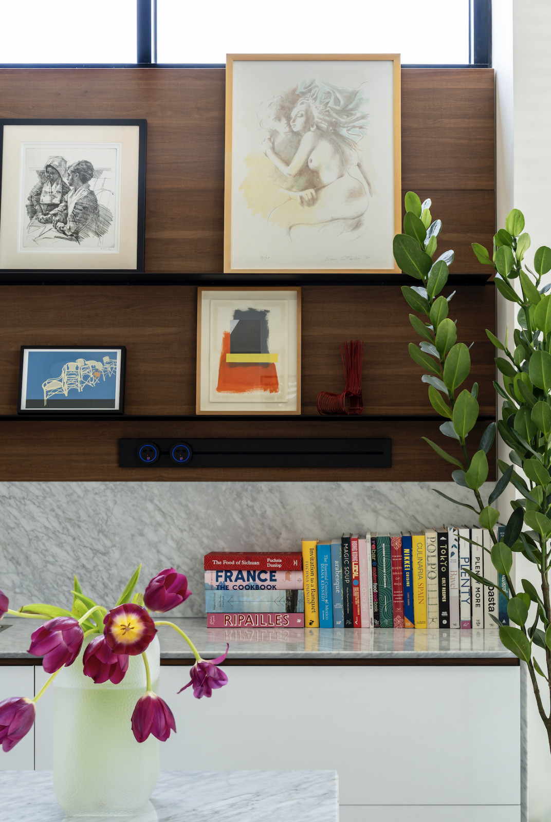 The couple’s collection of cookbooks