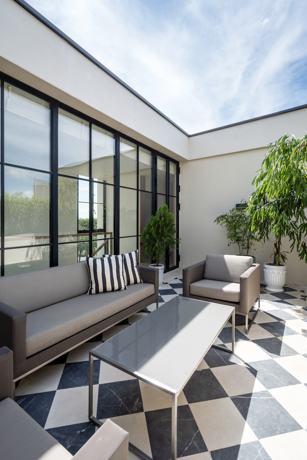 The rooftop lanai in the couple’s home