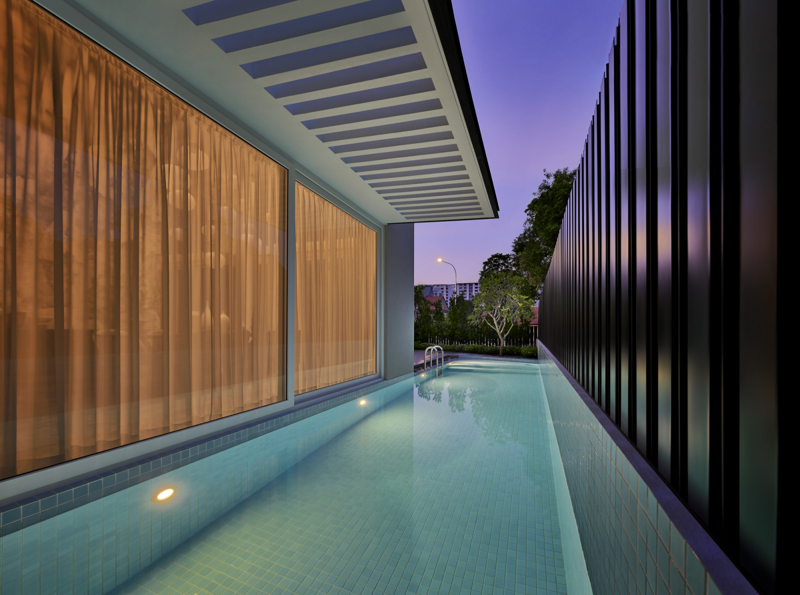 The soothing pool area is tucked away for privacy