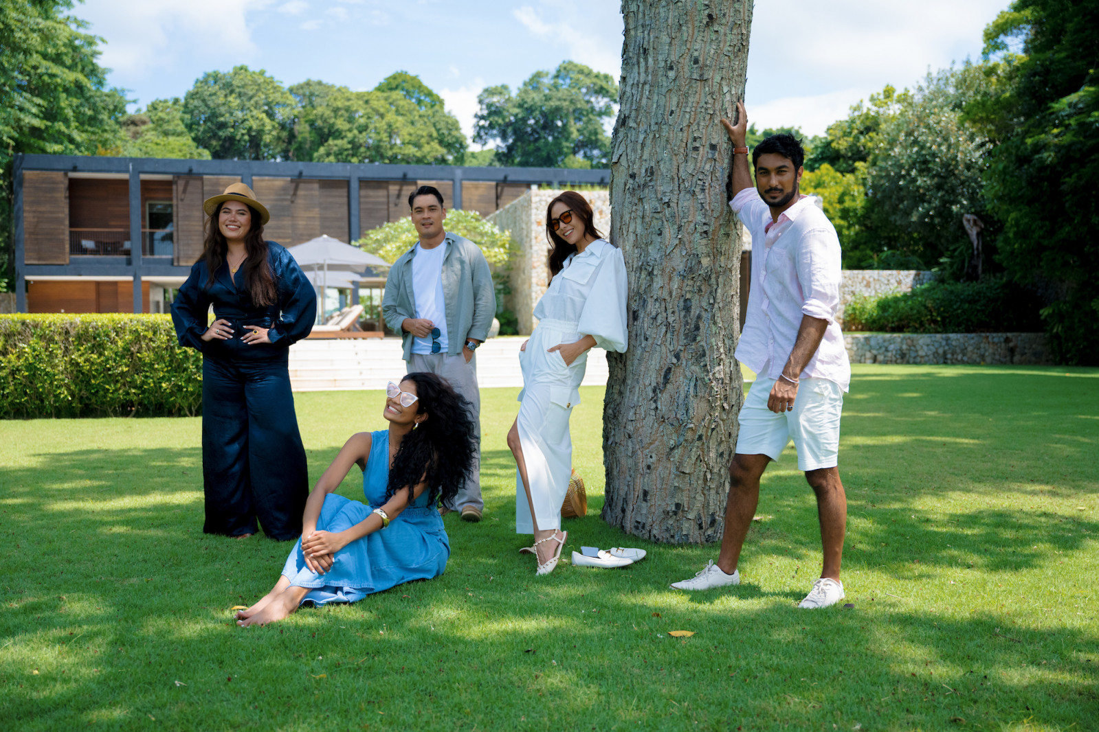 Friends Cheyenne Beh, Thanuja Ananthan, Hisyam Hamid, Terimunite Chandran and Whulandary Herman embark on a breezy friend’s getaway to Johor (Photo: Fady Younis)