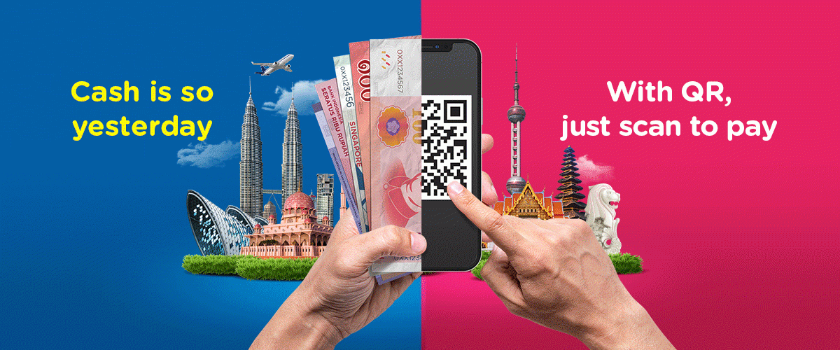 Malaysian tourist in Indonesia, Singapore, Thailand and Cambodia can now use their preferred mobile banking or mobile wallet app to scan QRIS (Indonesia), NETS (Singapore), PromptPay (Thailand), and Bakong (Cambodia) QR code when making payments to participating merchants (Photo: DuitNow)