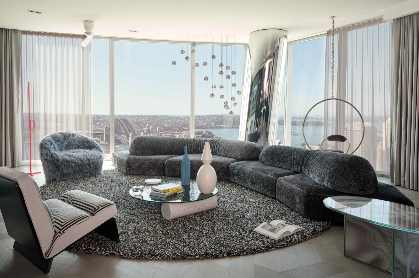 The One Barangaroo residential project in Sydney, Australia features the Edra On the Rocks sofa