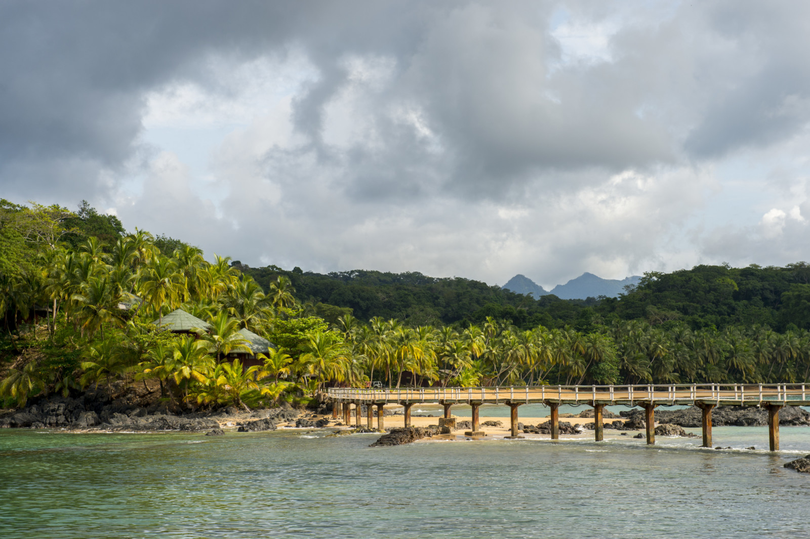 SAO TOME AND PRINCIPE - 2013/04/17: Jetty at Bom Bom Resort on Principe Island. (Photo by Wolfgang Kaehler/LightRocket via Getty Images)