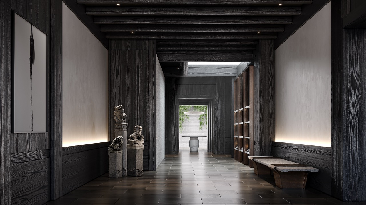 The common areas feature a play of darkness and light, reminiscent of Chan’s childhood memories of living in a shophouse
