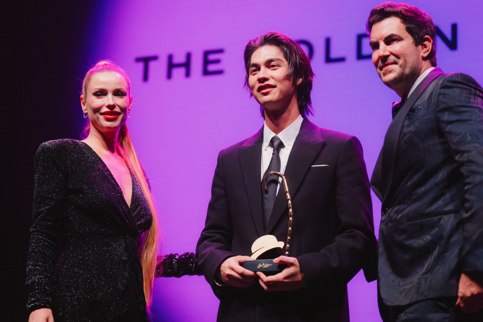 Kiera Chaplin, Bright Vachirawit Chivaaree and Michel Lamunière (Photo: Billy Chan/Tatler Hong Kong)