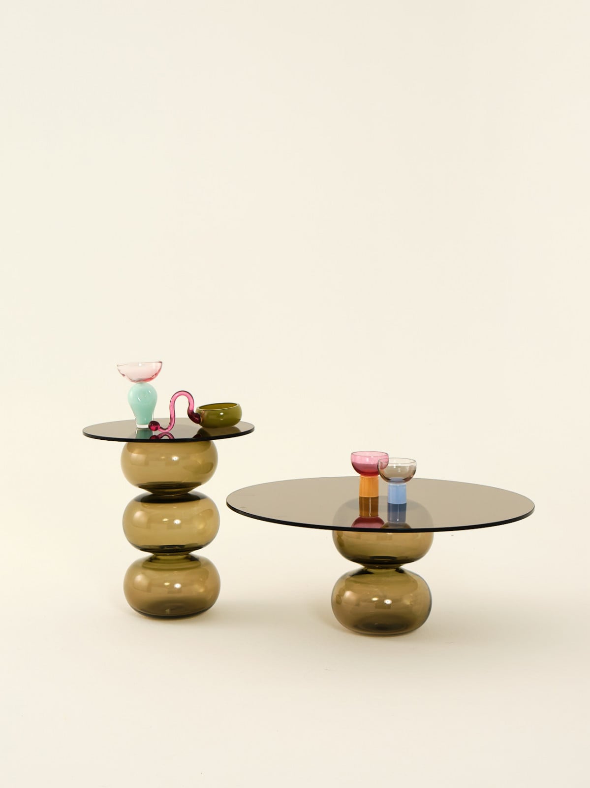 Glass tables by Deya, one of Tatler's furniture picks for the month