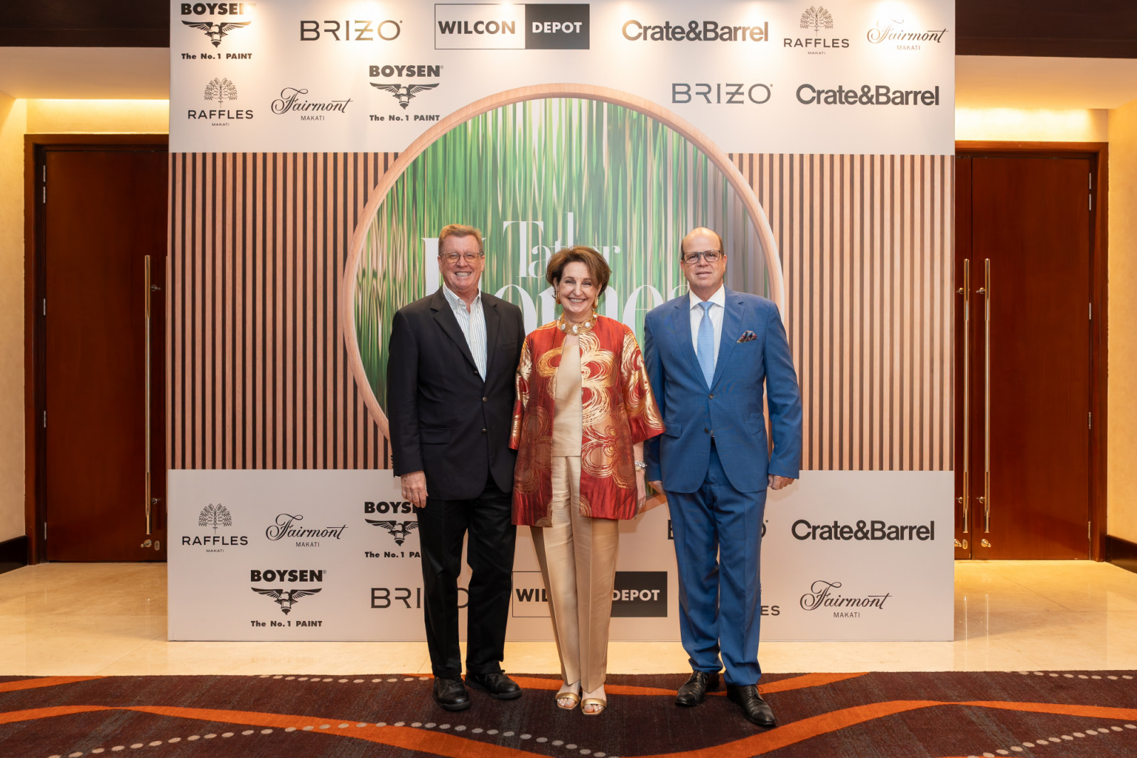 Aubrey Carlson, US Ambassador MaryKay Carlson and Bernd Schneider at the Tatler Homes Design Awards 2025 in the Philippines