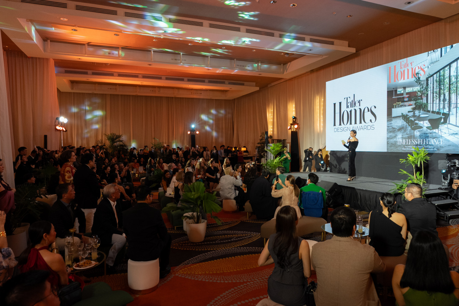 Guests listening to Tatler Homes Philippines Editor Jet Acuzar deliver her speech at the Tatler Homes Design Awards 2025 in the Philippines
