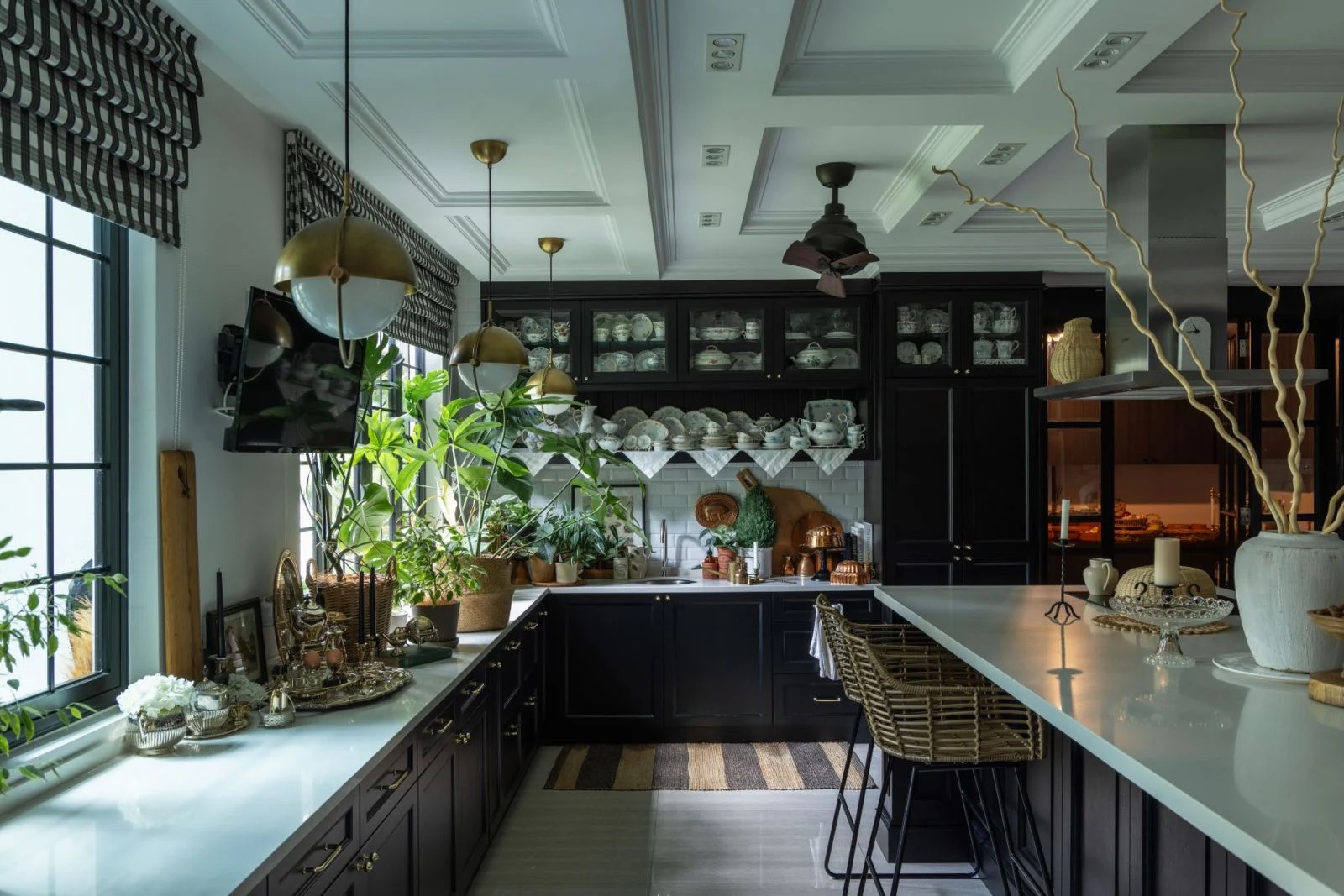 The home tour of this neo-classical Damansara Heights home showcases a kitchen with a 3.6-metre island (Photo: Pixelaw Photography)