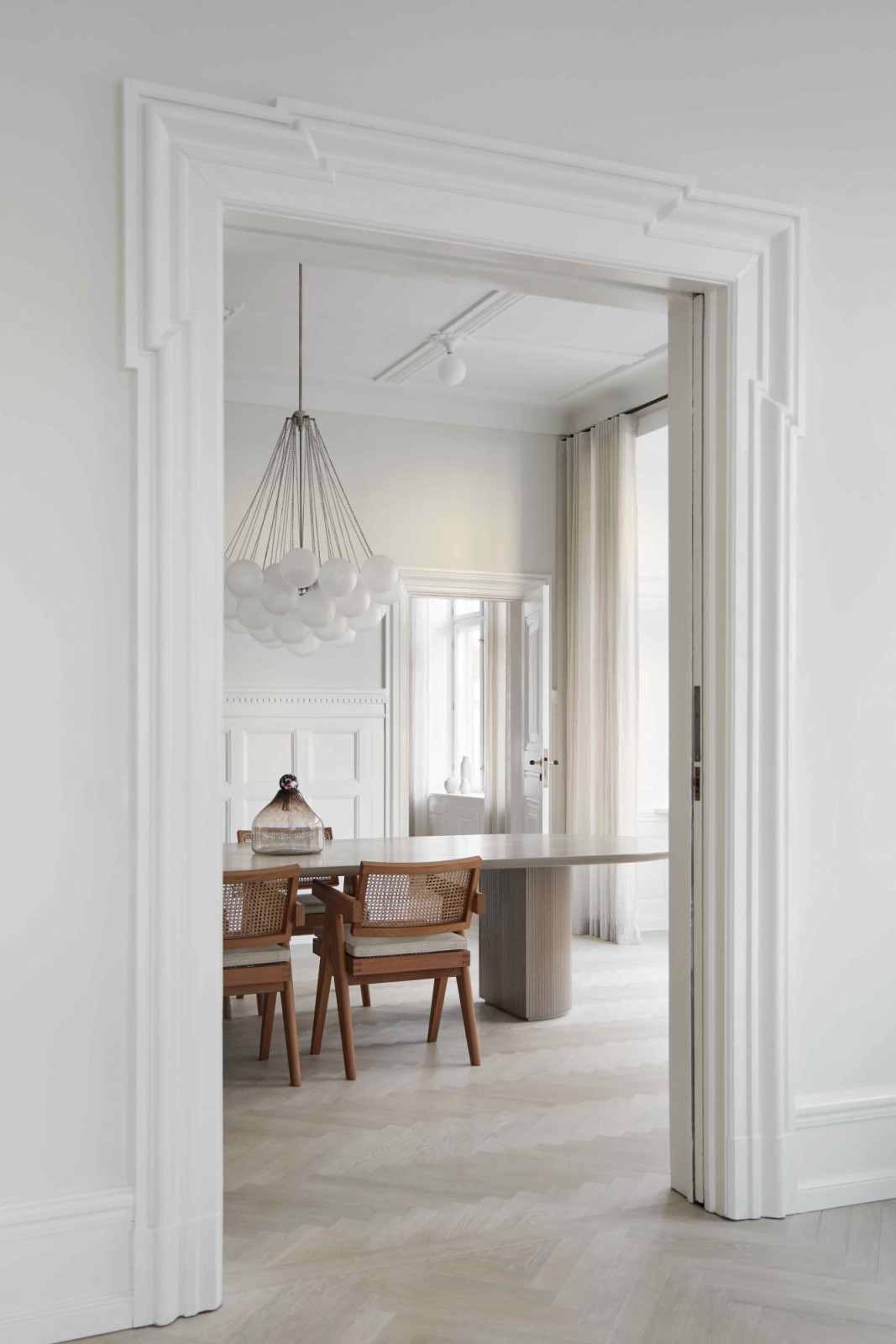 Ornate ceilings and door frames preserved for their inherent soul and charm