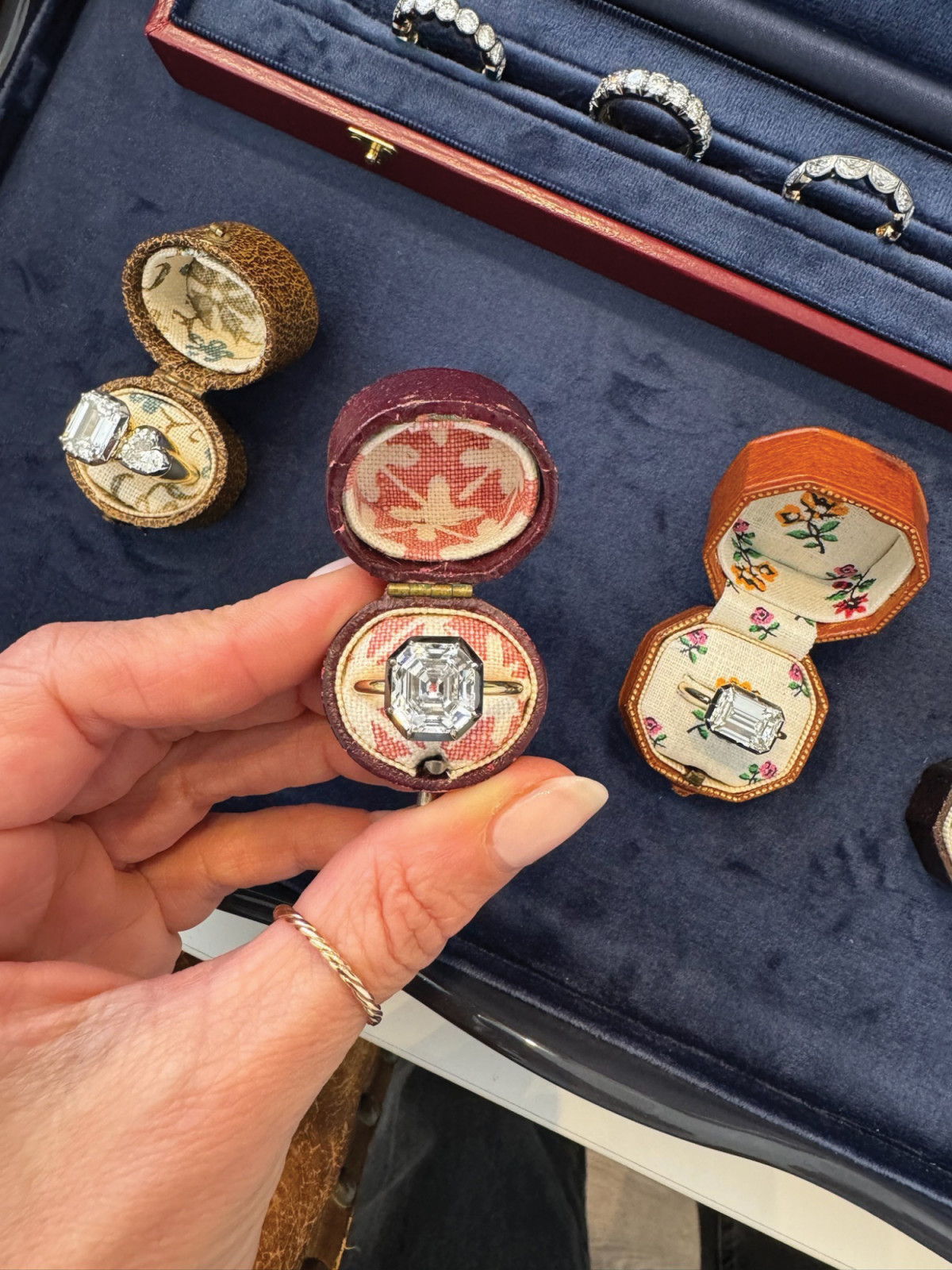 A selection of gypset-style rings by Jessica McCormack in her London, England showroom
