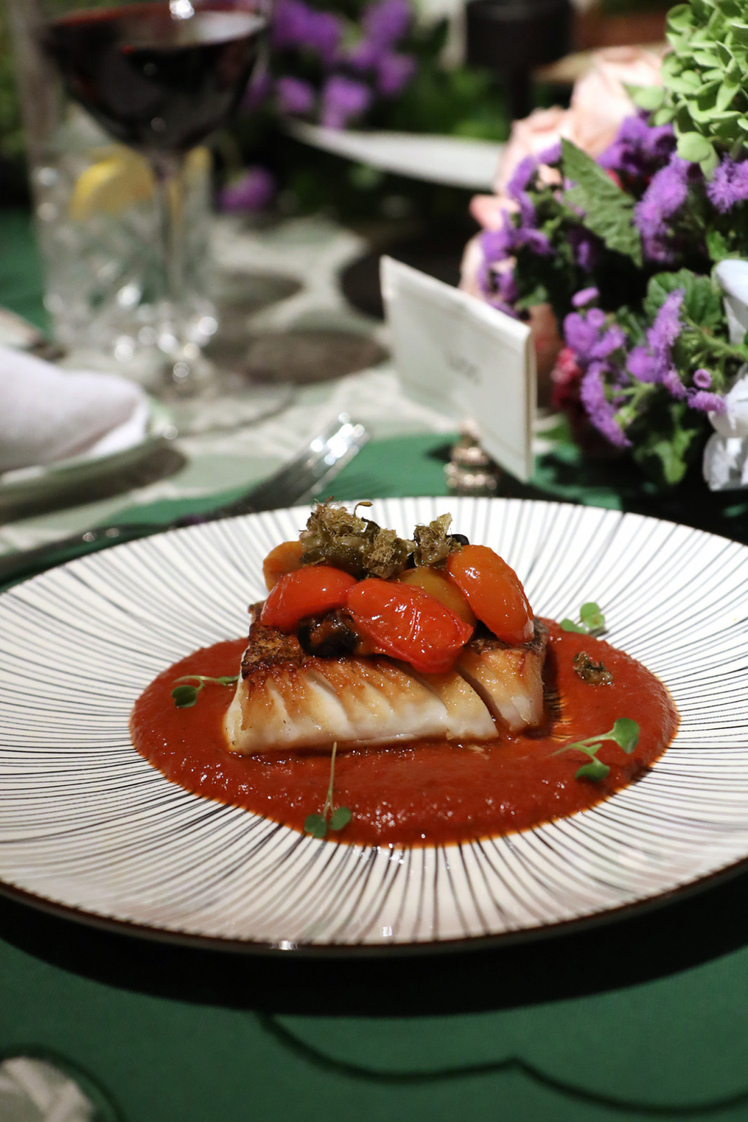 Seared halibut Provencale style served at Heussaff's celebration at Manila House
