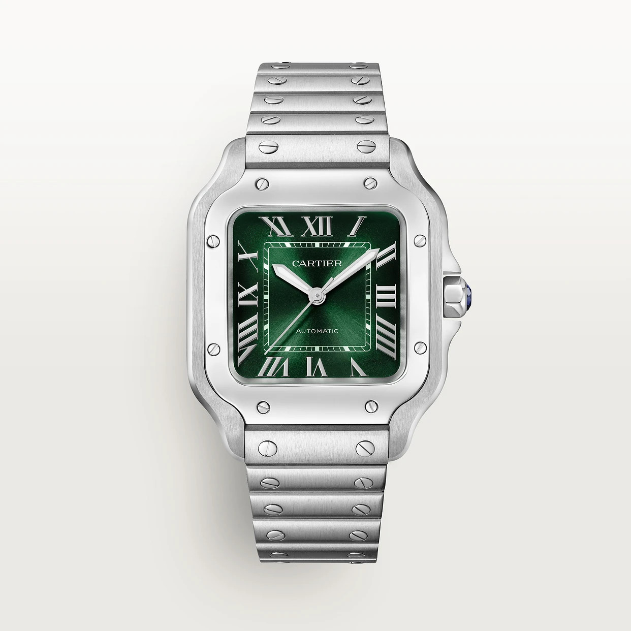 Cartier Santos Medium Green Dial Steel (Photo: courtesy of The English Watch)