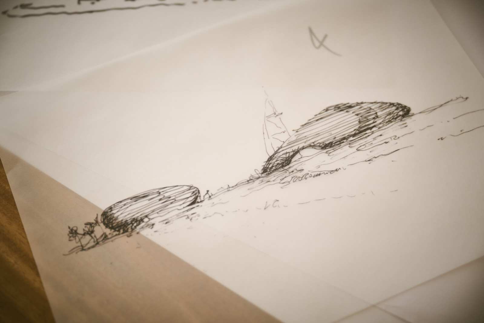 An early conceptual sketch reveals Killa’s design process, showing the organic, flowing forms that would eventually become Jumeirah Marsa Al Arab’s superyacht-inspired silhouette