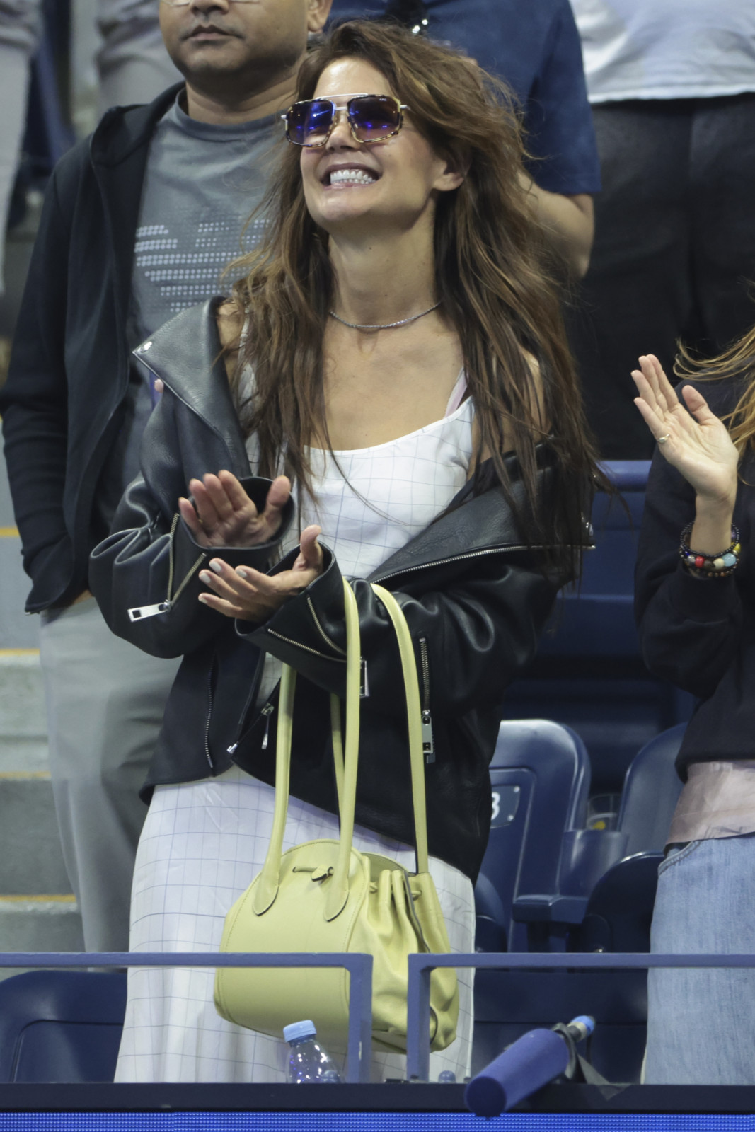 NEW YORK, NEW YORK - AUGUST 29: Katie Holmes attends day six of the 2025 US Open Tennis Championships at USTA Billie Jean King National Tennis Center on August 29, 2025 in Flushing Meadows, Queens, New York City. (Photo by Jean Catuffe/GC Images)