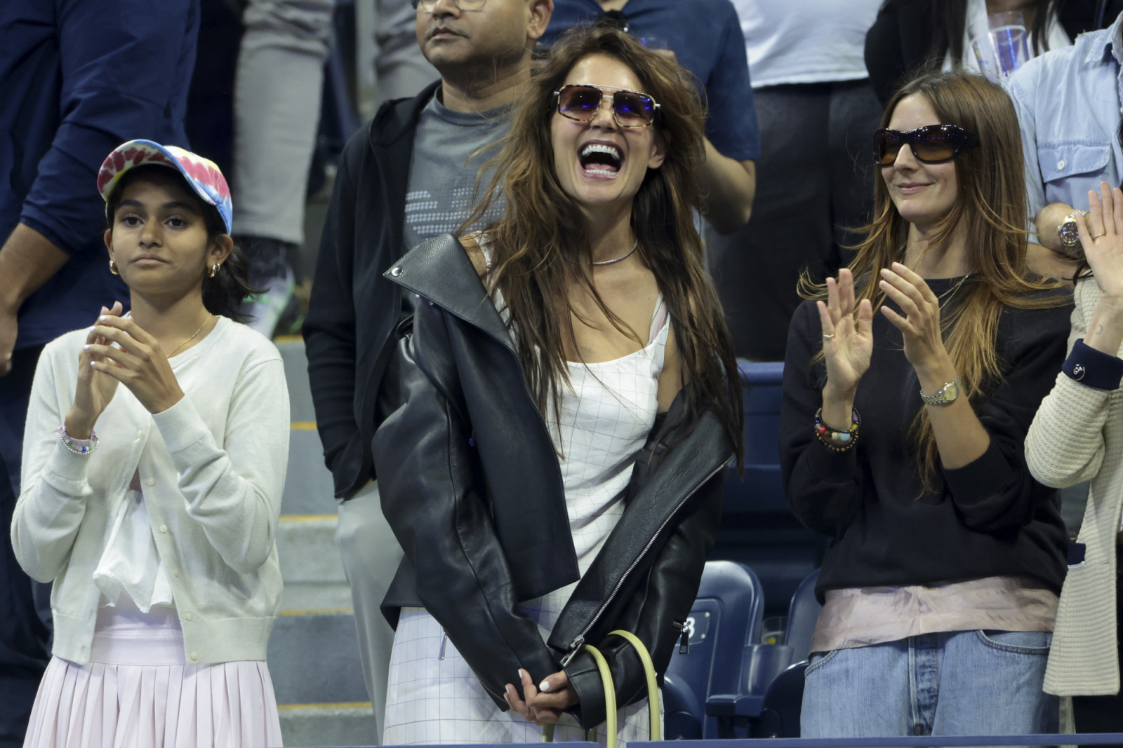 NEW YORK, NEW YORK - AUGUST 29: Katie Holmes attends day six of the 2025 US Open Tennis Championships at USTA Billie Jean King National Tennis Center on August 29, 2025 in Flushing Meadows, Queens, New York City. (Photo by Jean Catuffe/GC Images)