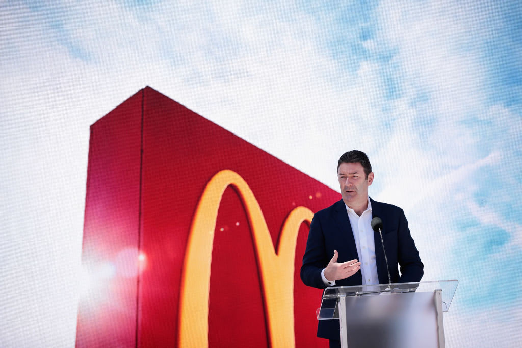 CHICAGO, IL - JUNE 04: McDonald's CEO Stephen Easterbrook unveils the company's new corporate headquarters during a grand opening ceremony on June 4, 2018 in Chicago, Illinois. The company headquarters is returning to the city, which it left in 1971, from suburban Oak Brook. (Photo by Scott Olson/Getty Images)