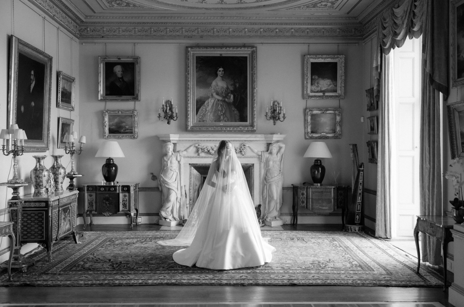 The bride in her wedding gown