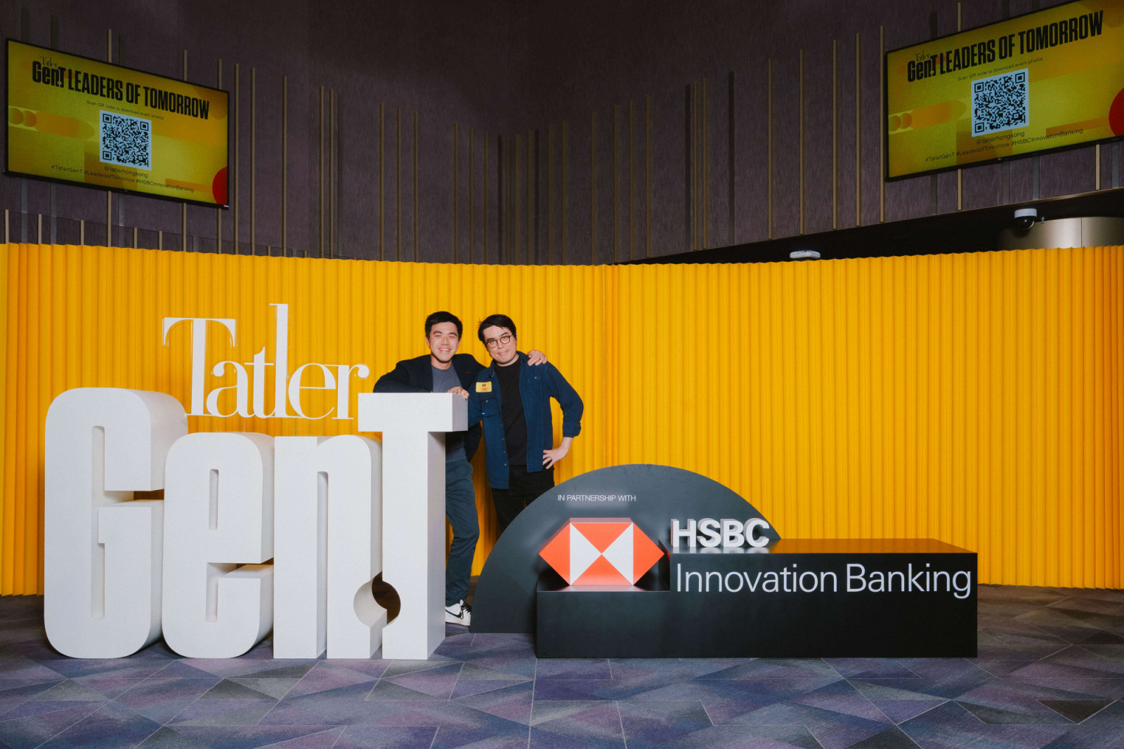 Vince Siu, founder and CEO of Press Start Academy, and Jeremy Lam, co-founder and CEO of Pixio, pose at the photo op (Photo: Jeffrey Hui)